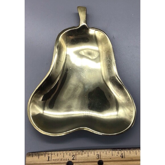 Polished Brass Pear Shaped Trinket Dish 6” - Picture 2 of 3